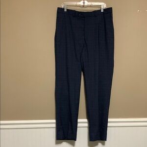 Paul Betenly Men's Phoenix Cobalt Blue Stripe Wool-Blend Straight Dress Pants 34